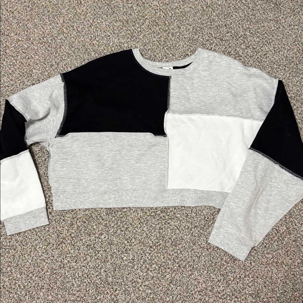 Garage Cropped Patchwork Sweatshirt